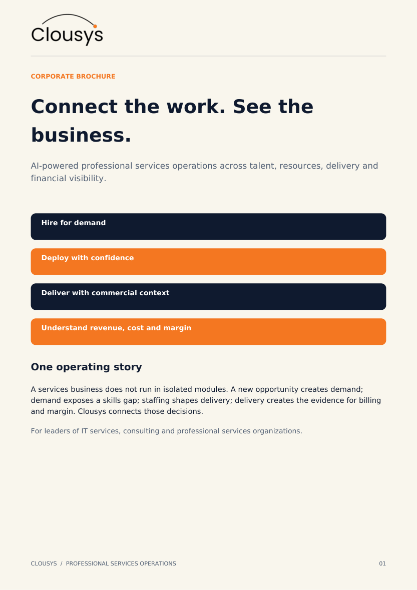 Cover of the Clousys corporate brochure